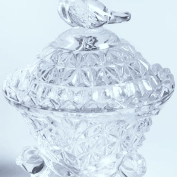 1982 Hofbauer Byrdes German Lead Crystal Bird Ring Jar - Picture 2 of 3